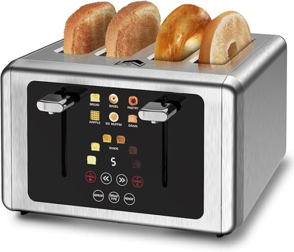 4 Slice Toaster, Touchscreen & Dual Independent Control Panel
